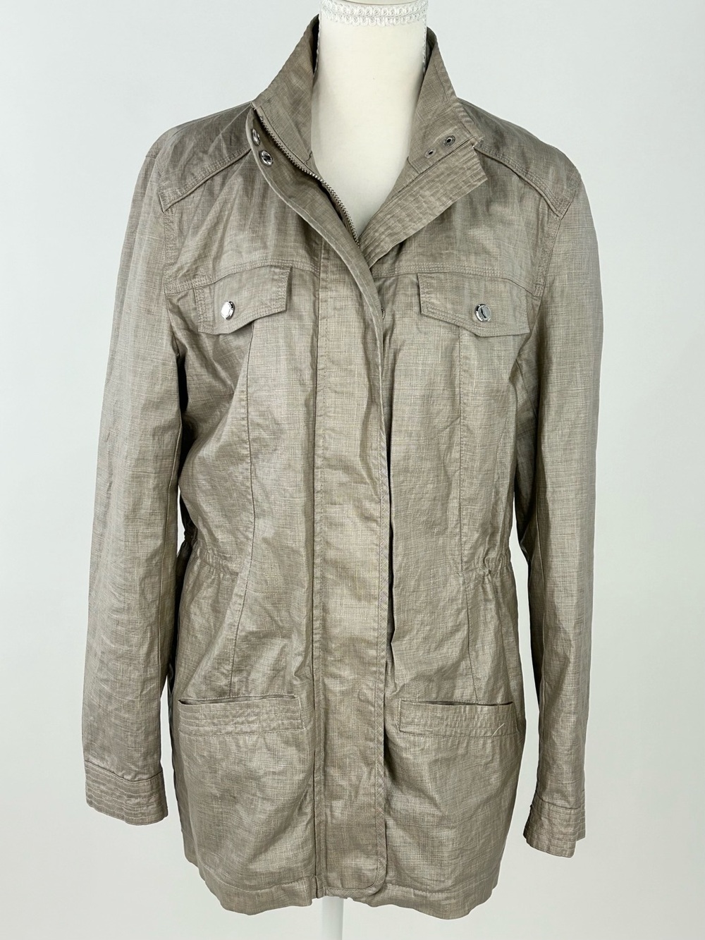 Johnston & Murphy Waxed Linen Metallic Safari Jacket Women S Utility Coat